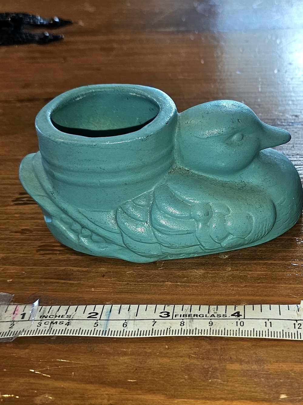 Vintage 1950's McCoy Pottery Ceramic Duck Planter in Teal